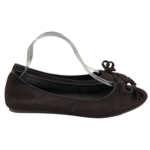 CROCS Women's 8.5 Espresso Brown Suede Lina Bow Tassel Ballet Flats Loafers - Picture 1 of 12